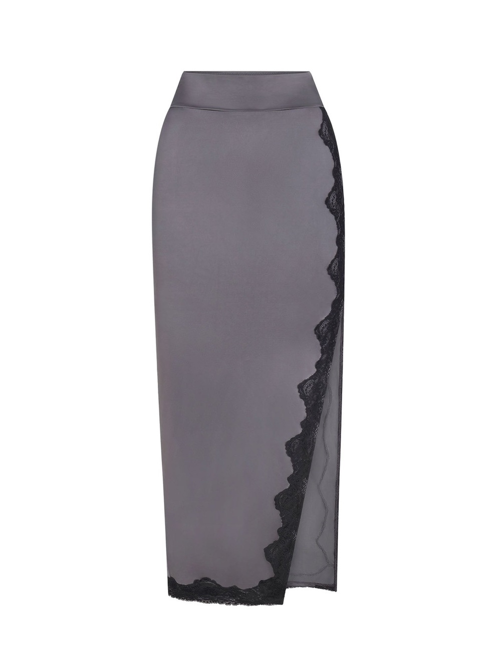 SKIMS LACE SWIM LONG SKIRT | GUNMETAL